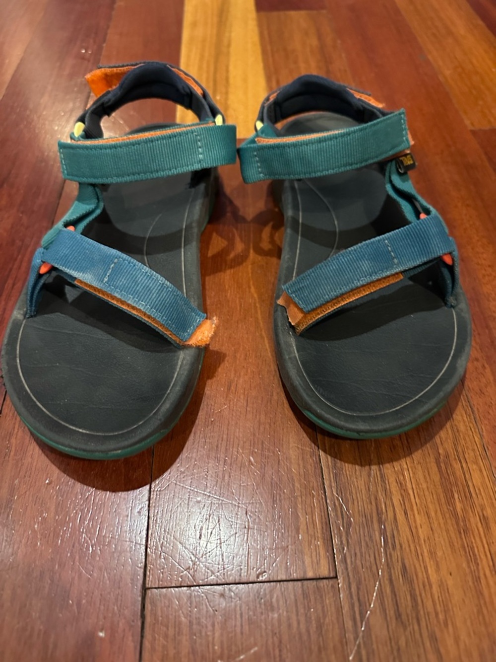 Kids Teva Teal and Orange Adjustable Outdoor Sandals